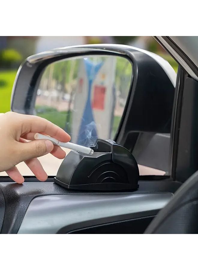Black Portable Car Ashtray With Lid Durable Plastic Easy Clean Anti Ash Spill Travel - Image 1